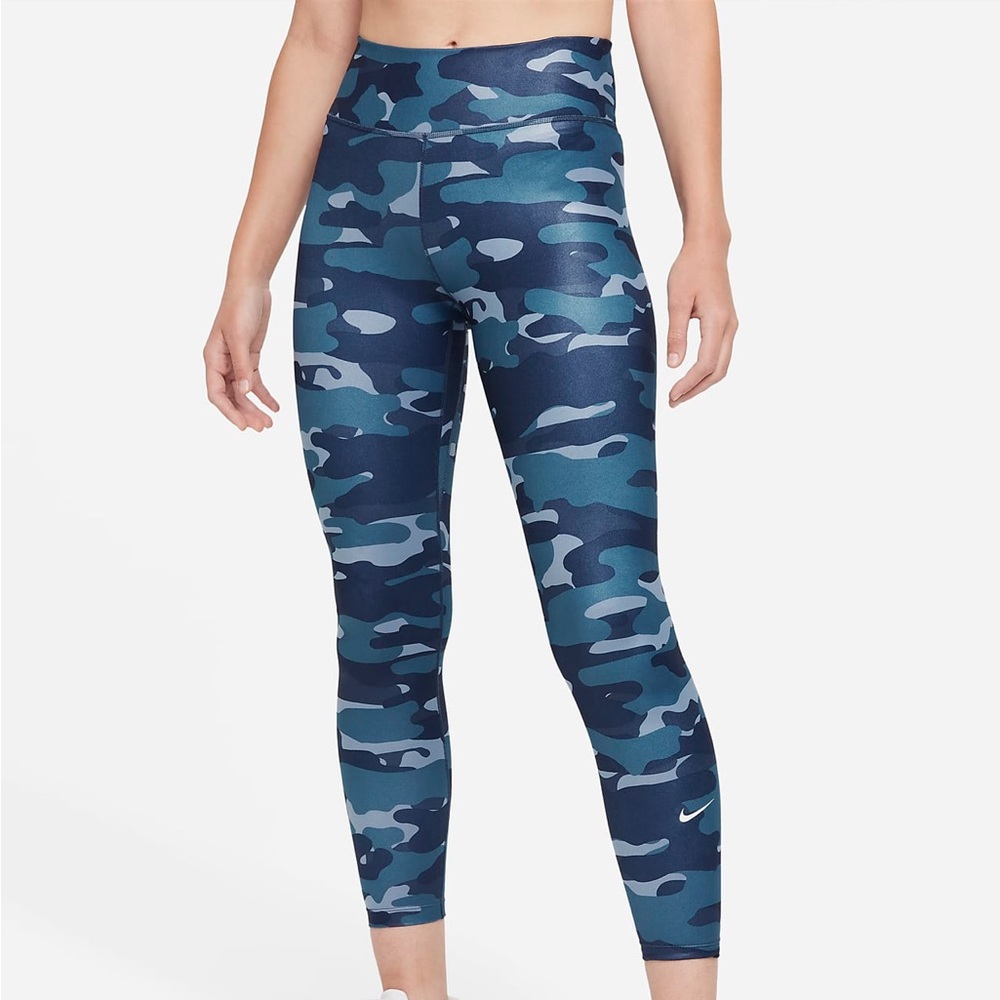 Nike One Blue Camo Dry Fit Training Leggings XXL NWT